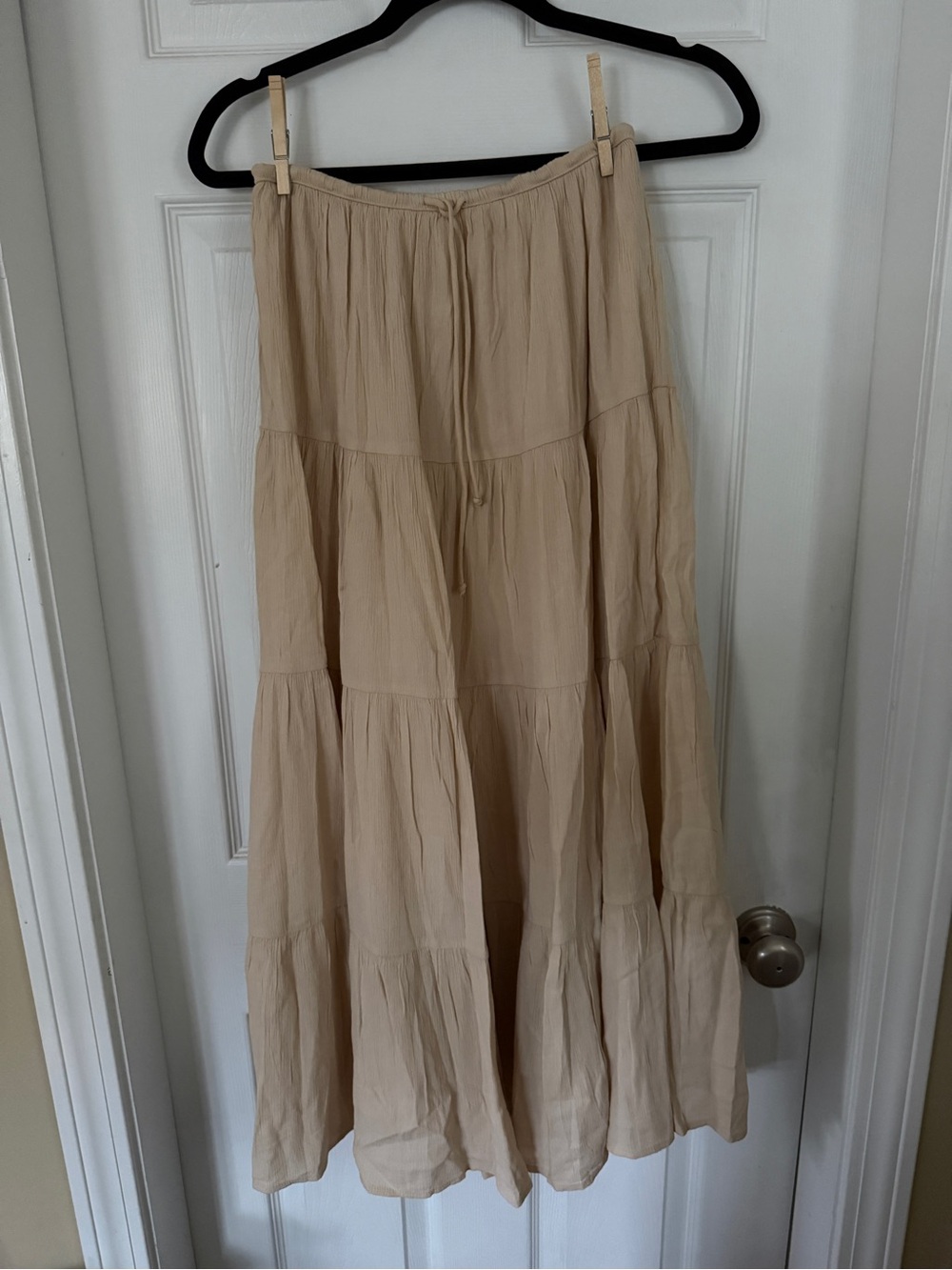 aerie Beige Tiered Maxi Skirt